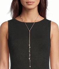 Southern Living x Borrowed & Blue Pearl Drop Shaky Frontal Delicate Chain Long Strand Y Necklace