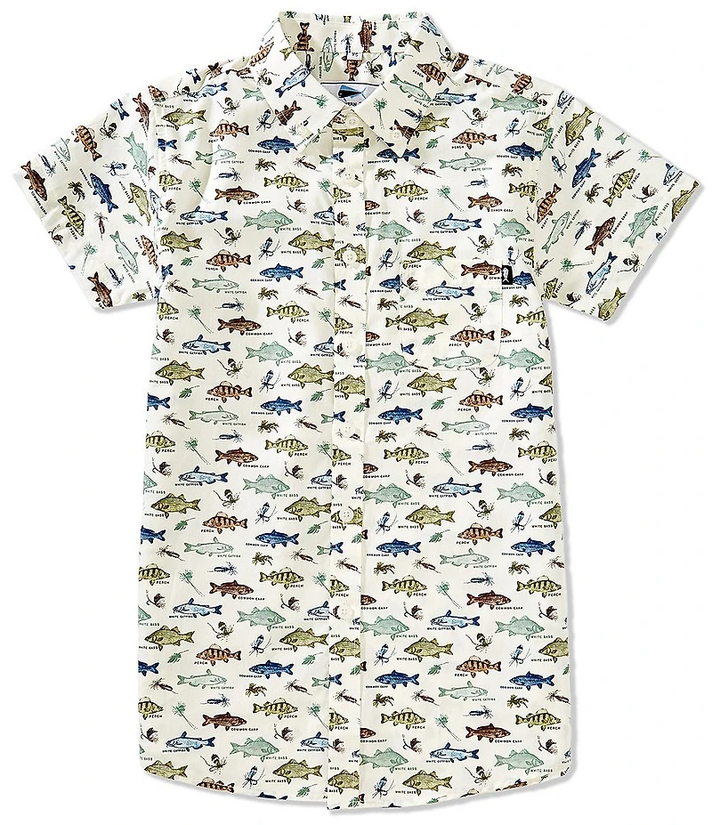 Southern Lure Big Boys 8-20 Short Sleeve Conversation Fishing Woven-Fresh Water Shirt