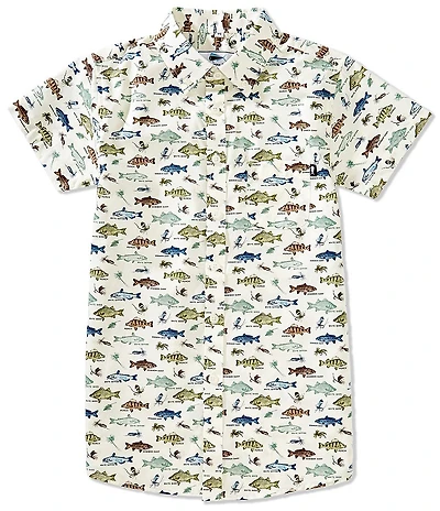 Southern Lure Big Boys 8-20 Short Sleeve Conversation Fishing Woven-Fresh Water Shirt