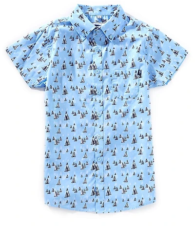 Southern Lure Big Boys 8-20 Short Sleeve Conversation Sailing Woven Shirt