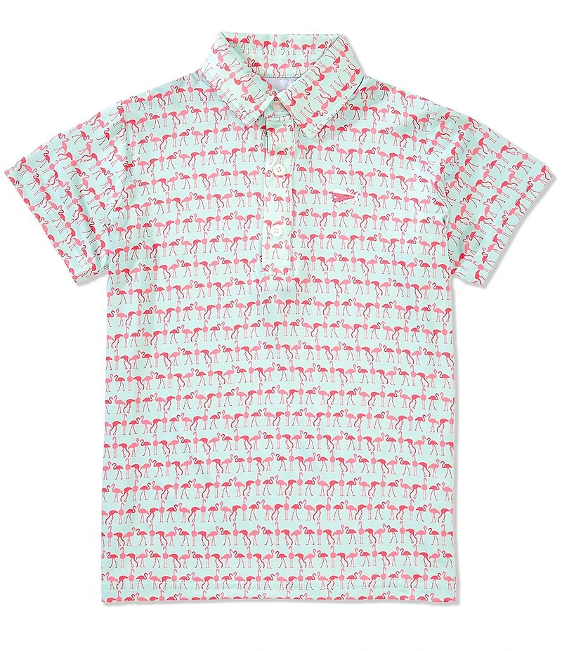 Southern Lure Big Boys Short Sleeve Flamingo Conversation Polo Shirt