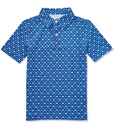 Southern Tide Big Boys Driver Fish Printed Performance Polo Shirt