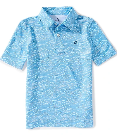 Southern Tide Big Boys Rolling Waves Printed Performance Polo Shirt