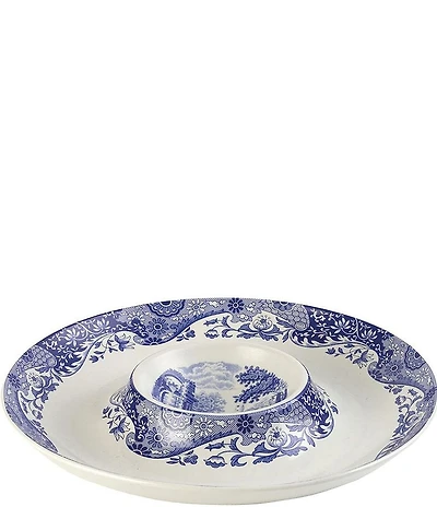 Spode Blue Italian Chinoiserie Chip and Dip Server