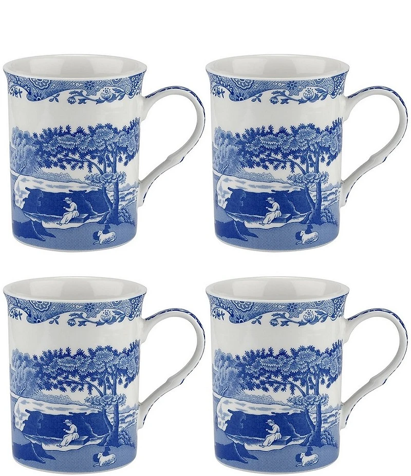 Spode Blue Italian Collection Large Mugs, Set of 4