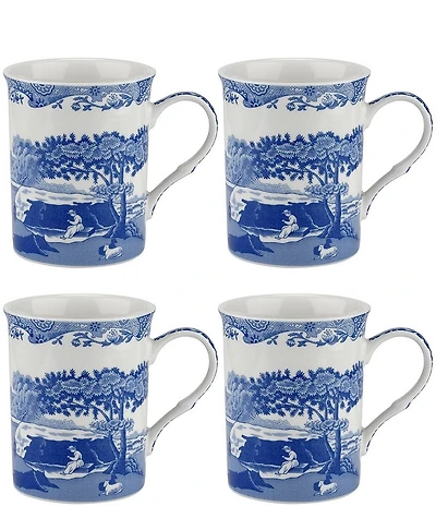 Spode Blue Italian Collection Large Mugs, Set of 4