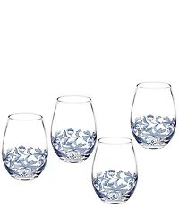 Spode Blue Italian Collection Stemless Wine Glasses, Set of 4