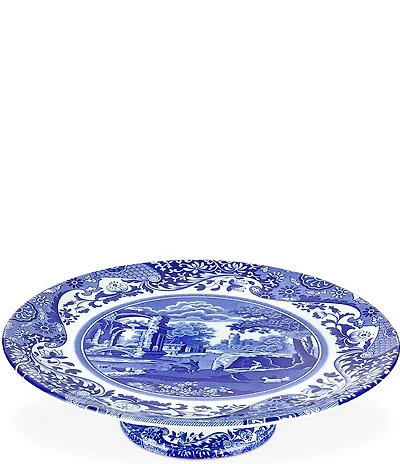 Spode Blue Italian Chinoiserie Footed Cake Plate