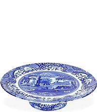 Spode Blue Italian Chinoiserie Footed Cake Plate