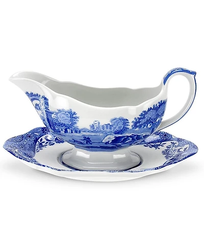 Spode Blue Italian Sauce Boat with Stand