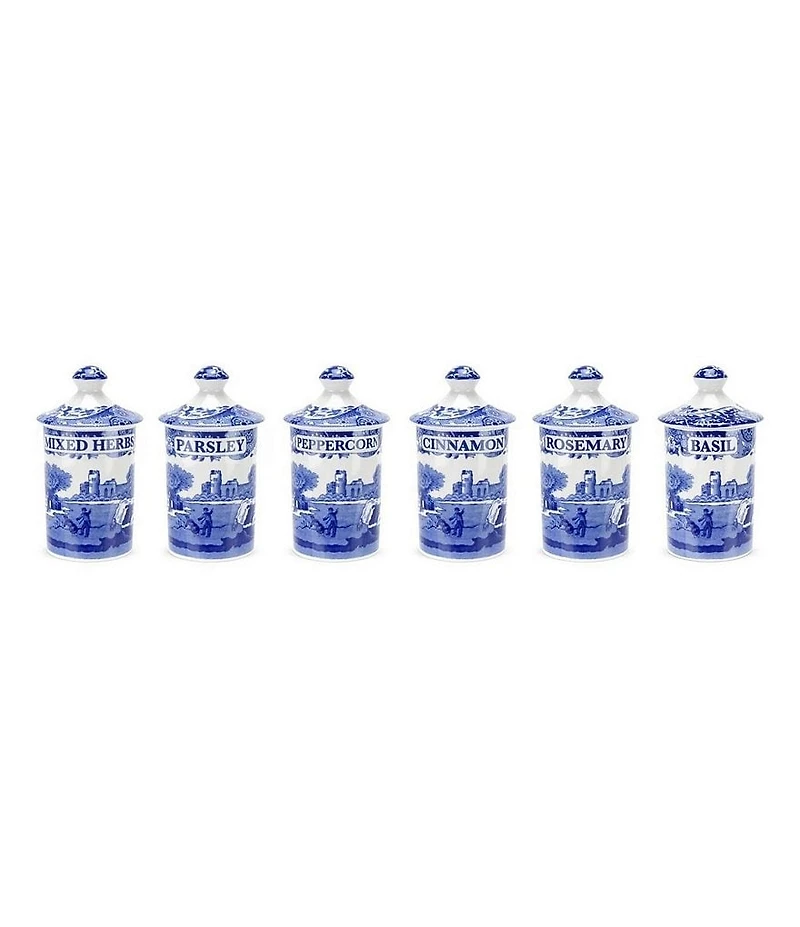 Spode 6-Piece Blue Italian Spice Jar Set