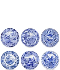Spode 6-Piece Blue Italian Traditional Scene Plates Set