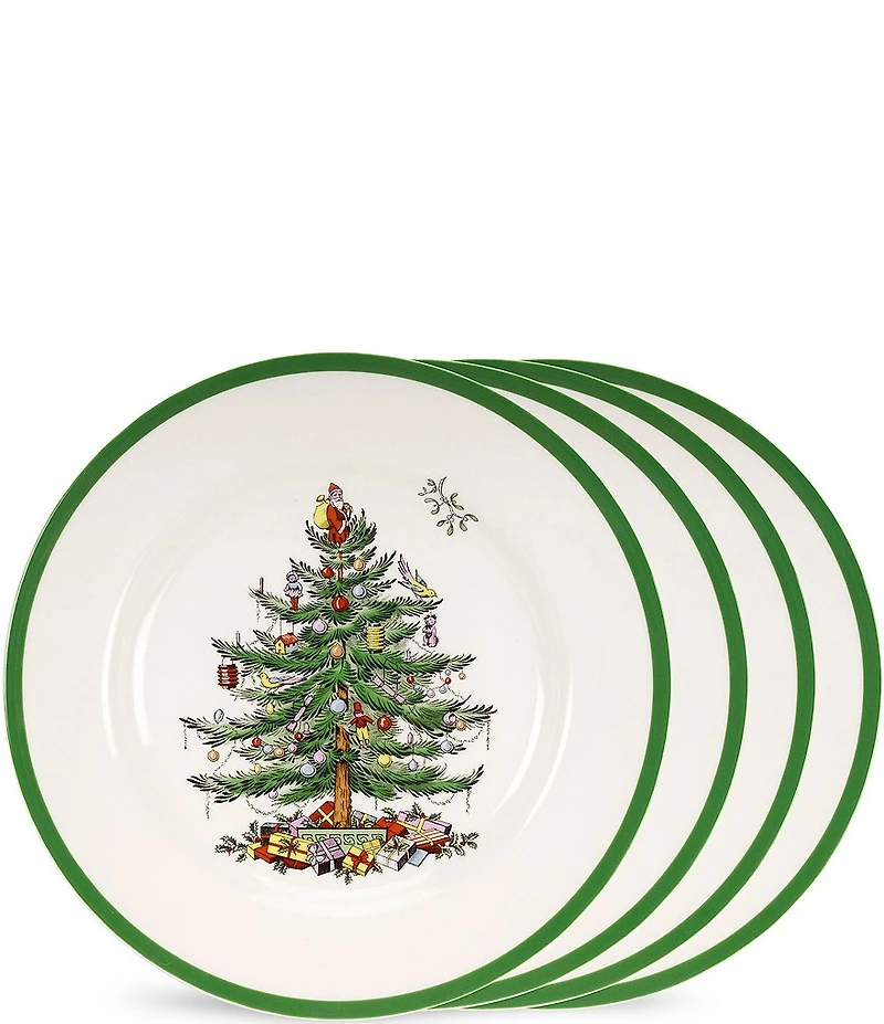Spode Christmas Tree Salad Plates, Set of 4