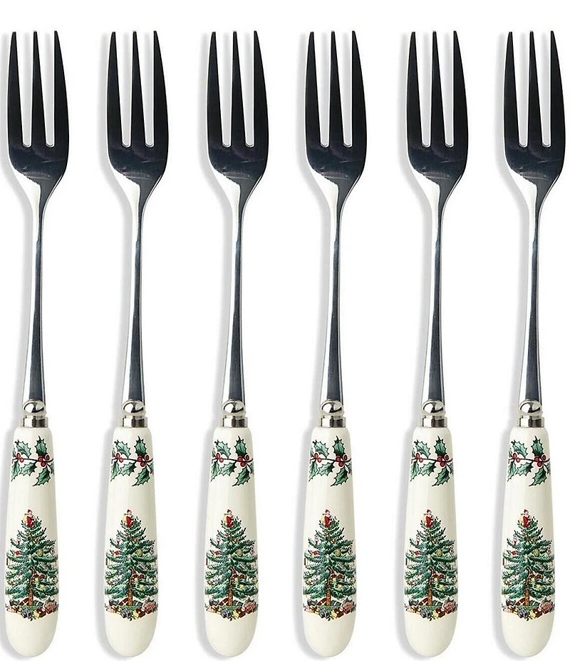 Spode Christmas Tree Pastry Forks, Set of 6