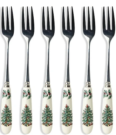 Spode Christmas Tree Pastry Forks, Set of 6