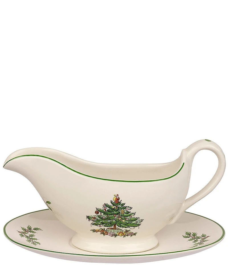 Spode Christmas Tree Sauce Boat & Stand