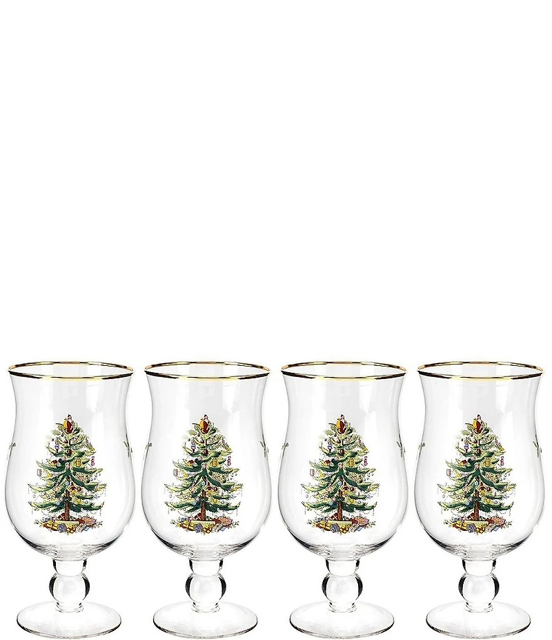 Spode Christmas Tree Tulip Glasses, Set of 4