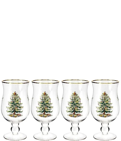 Spode Christmas Tree Tulip Glasses, Set of 4