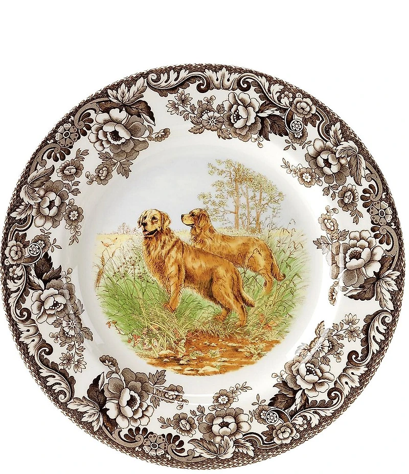 Spode Festive Fall Collection Woodland Hunting Dogs Golden Retriever Salad Plate