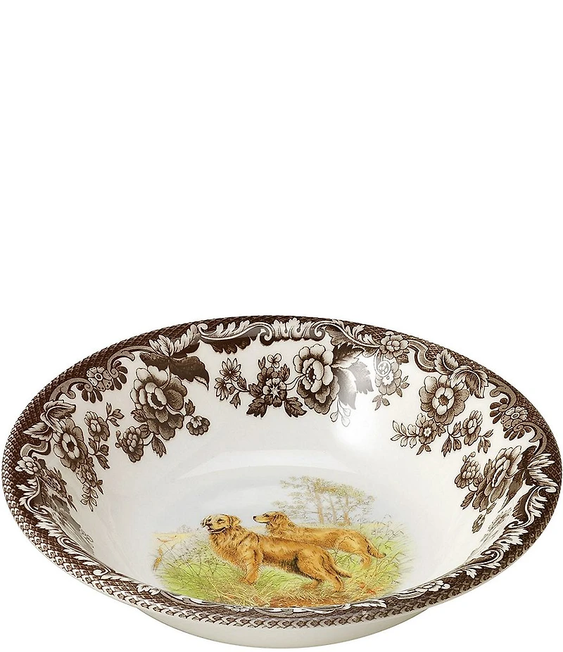 Spode Festive Fall Collection Woodland Hunting Dogs Golden Retriever Ascot Cereal Bowl