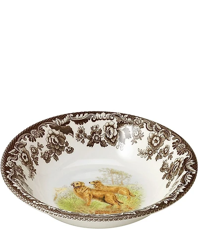 Spode Festive Fall Collection Woodland Hunting Dogs Golden Retriever Ascot Cereal Bowl