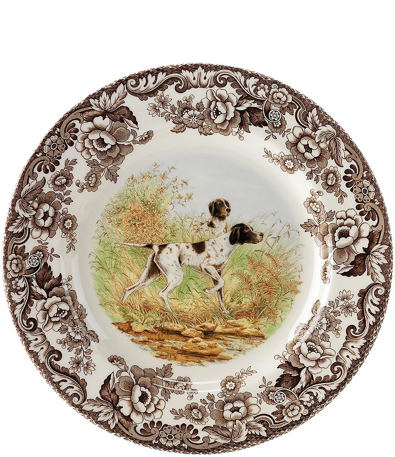 Spode Festive Fall Collection Woodland Hunting Dogs Pointer Dinner Plate