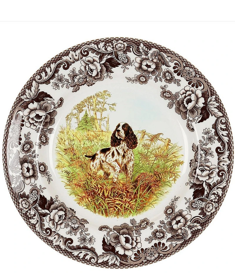 Spode Festive Fall Collection Woodland Hunting Dogs Spaniel Salad Plate