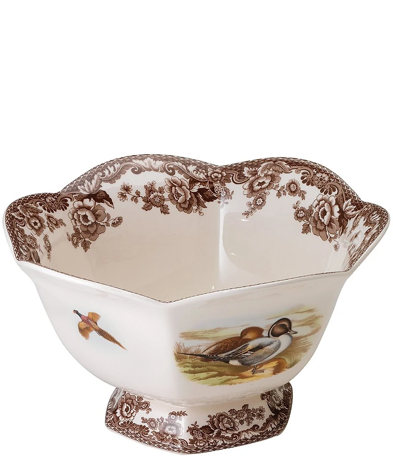 Spode Festive Fall Collection Woodland Lapwing/Pintail Hexagonal Footed Bowl