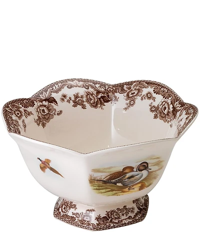Spode Festive Fall Collection Woodland Lapwing/Pintail Hexagonal Footed Bowl