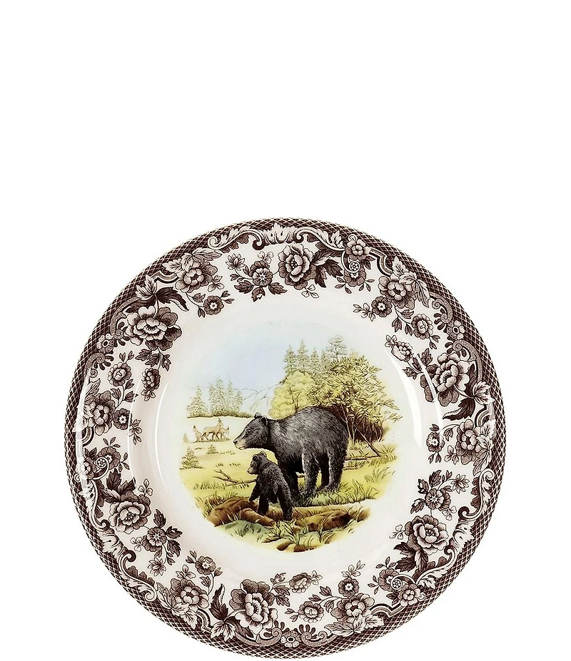 Spode Festive Fall Woodland American Wildlife Black Bear Salad Plate