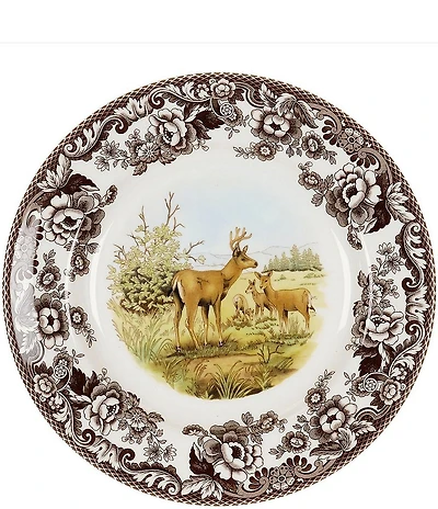 Spode Festive Fall Woodland American Wildlife Mule Deer Dinner Plate