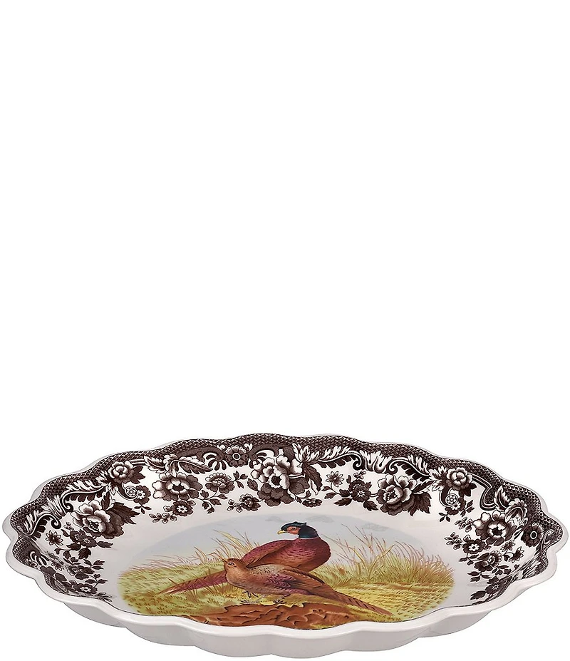 Spode Festive Fall Collection Woodland Pheasant Oval Fluted Dish