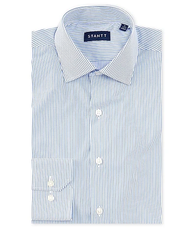 STANTT Classic Fit Performance Stretch Spread Collar Bengal Stripe Dress Shirt