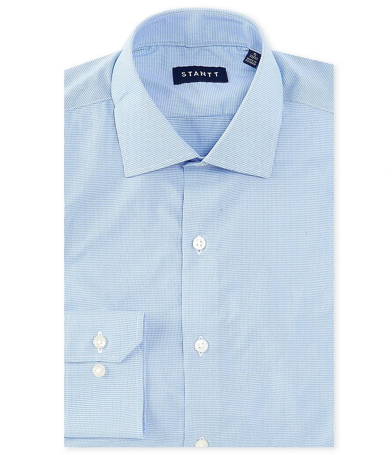 STANTT Classic Fit Performance Stretch Spread Collar Mini-Houndstooth Dress Shirt