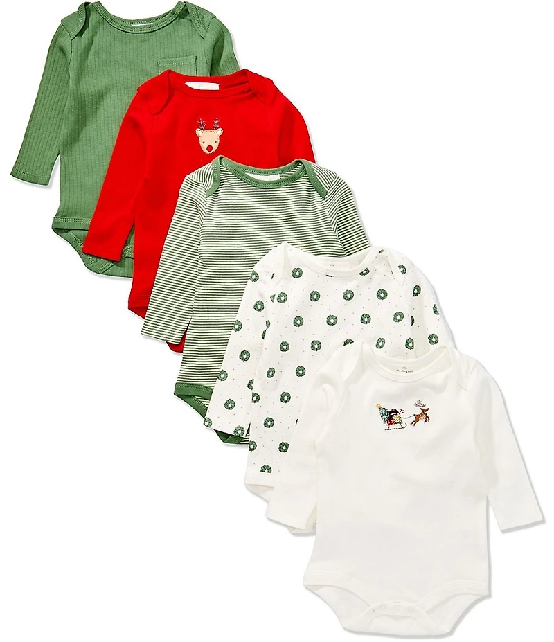 Starting Out Baby Boys Knit Christmas 5-Pack Bodysuit Set
