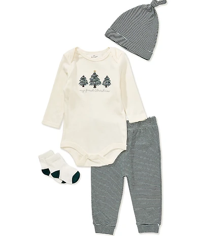 Starting Out Baby Boys Long Sleeve My First Christmas Bodysuit, Beanie, Socks & Pant Set