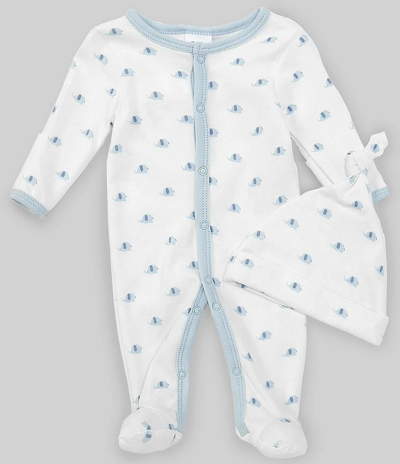 Starting Out Baby Boys Long-Sleeve Elephant Footie Coverall & Knotted Hat Set