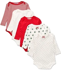 Starting Out Baby Girls Knit Christmas 5-Pack Bodysuit Set