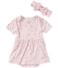 Starting Out Baby Girls Short Sleeve Nautical Printed Dress & Headband Set