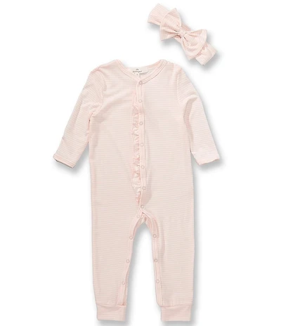 Starting Out Baby Girls Stripe Long Sleeve Ruffle Coverall