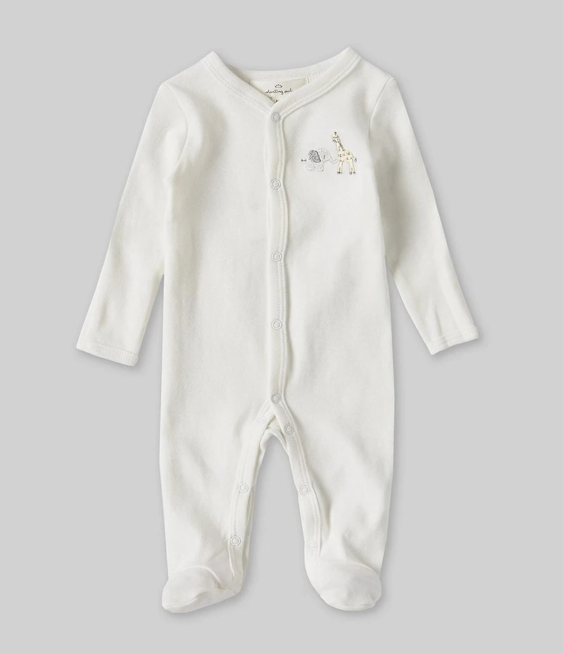 Starting Out Baby Long Sleeve Animal Embroidered Footie Coverall