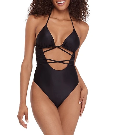 Steve Madden Shine Bright Strappy Cutout One Piece Swimsuit