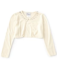 Sweet Charmers Big Girls Long-Sleeve Faux-Pearl-Trimmed Cardigan