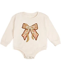 Sweet Wink Baby Girls Long Sleeve Faux-Pearl-Detailed Bow-Appliqued Bodysuit