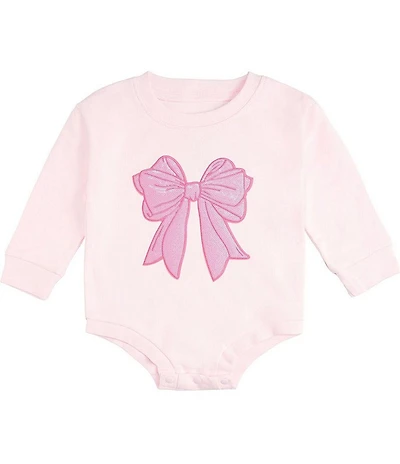 Sweet Wink Baby Girls Long-Sleeve Sequin-Embellished-Bow-Patch Bodysuit