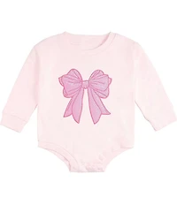 Sweet Wink Baby Girls Long-Sleeve Sequin-Embellished-Bow-Patch Bodysuit