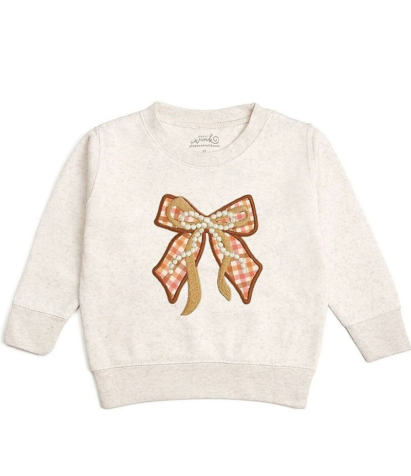 Sweet Wink Big Girls Long Sleeve Plaid Bow Fleece Sweatshirt