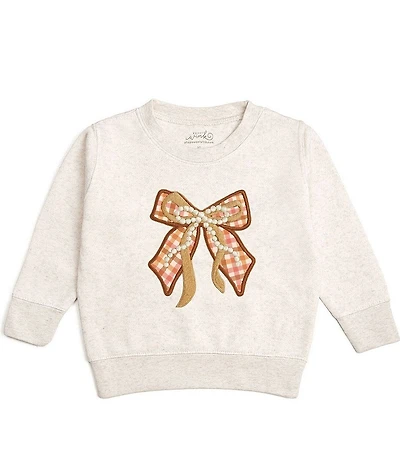 Sweet Wink Big Girls Long Sleeve Plaid Bow Fleece Sweatshirt
