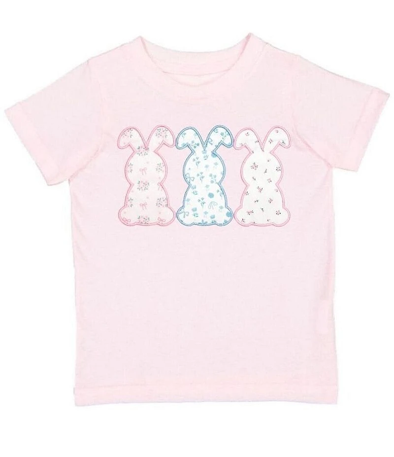 Sweet Wink Girls Short Sleeve Floral-Printed-Bunny-Motif T-shirt