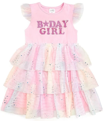 Sweet Wink Little Girls Flutter Sleeve Birthday Girl Ombre Skirted Tutu Dress